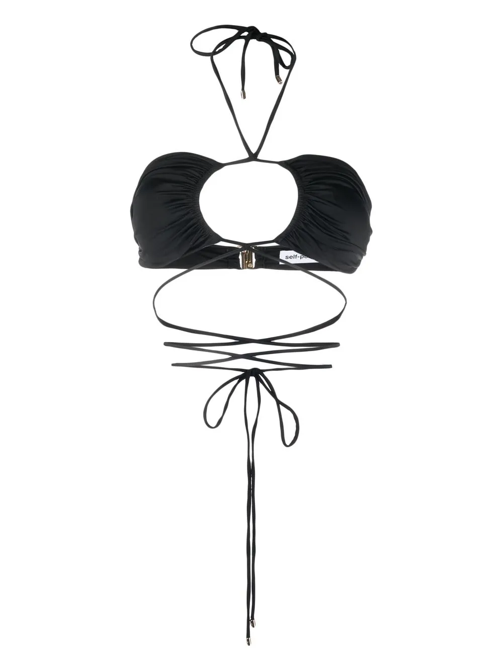 

Self-Portrait cut-out halterneck bikini top - Black
