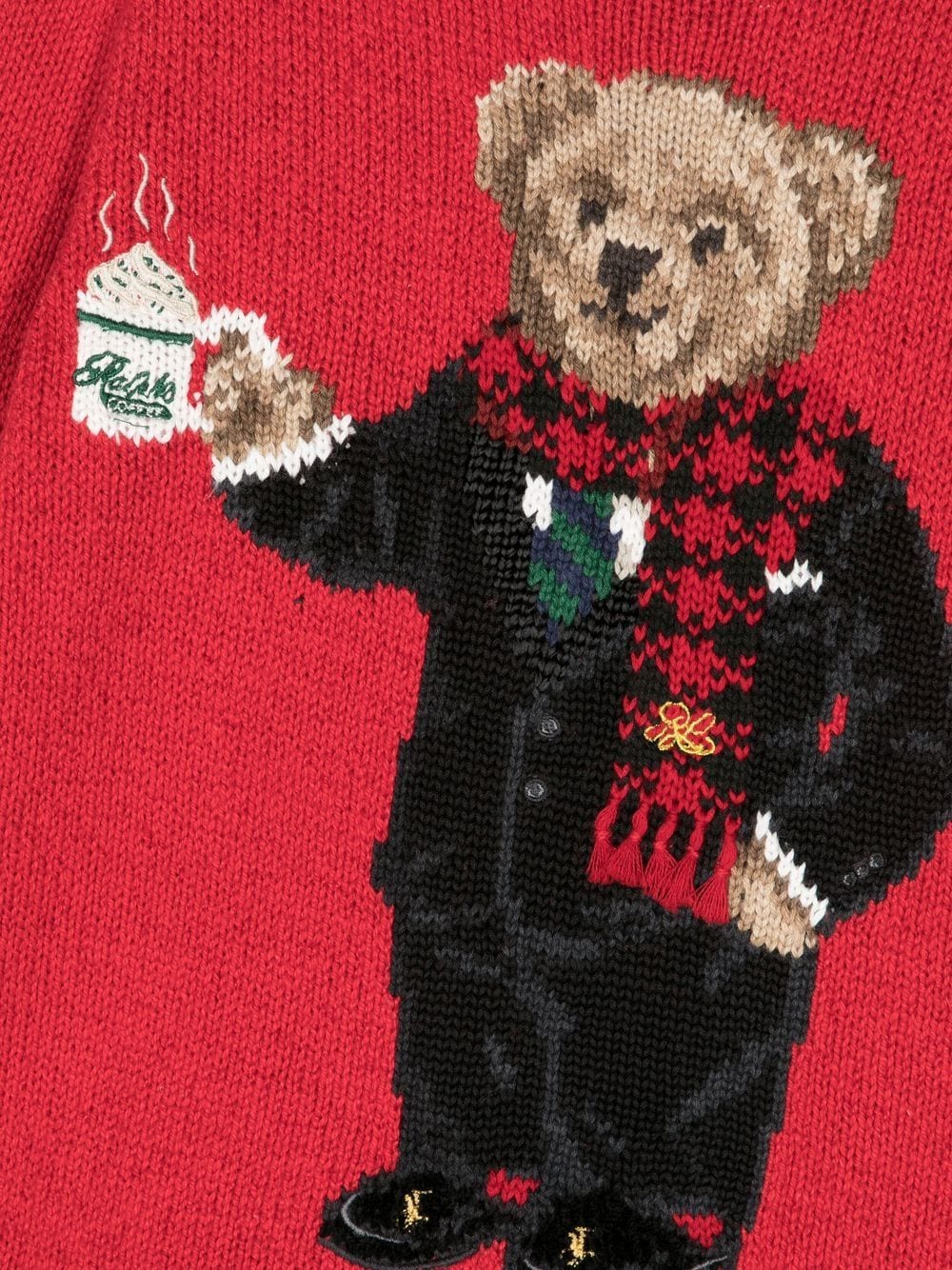 Shop Ralph Lauren Teddy Bear Ribbed-knit Jumper In Red