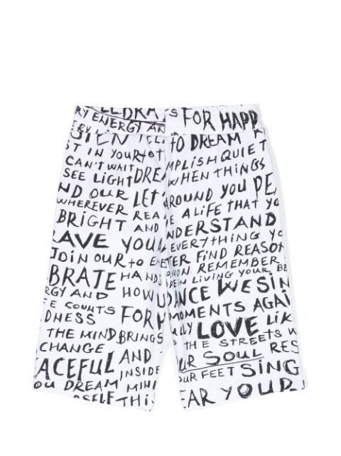 cotton graphic-print knee shorts