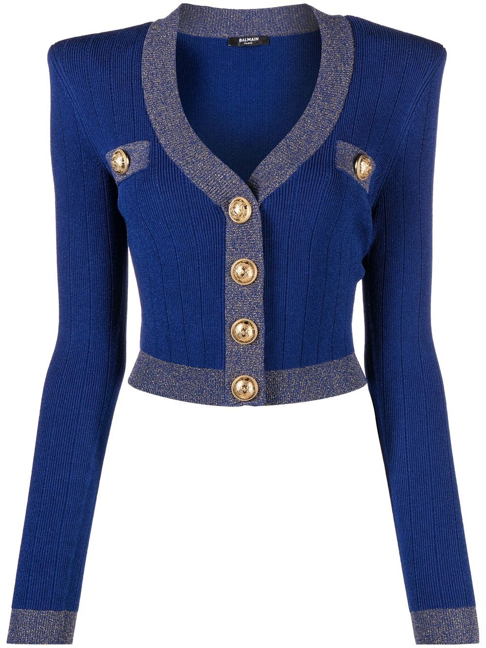 Shop Balmain Button-front Knitted Cardigan In Blue