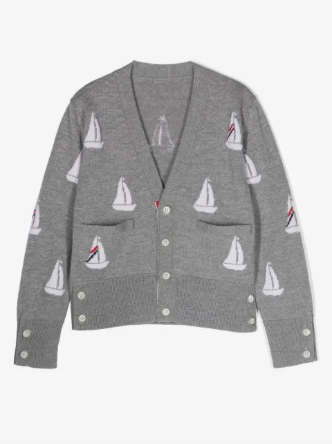 Thom Browne Kids cárdigan tejido con motivo en intarsia