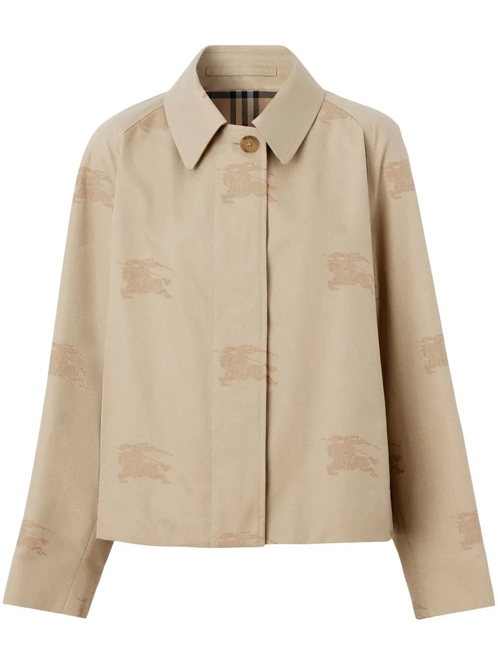 

Burberry logo-jacquard gabardine jacket - Neutrals