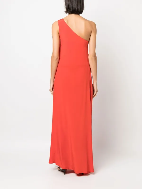 Kiton one-shoulder Silk Maxi Dress | Red | FARFETCH