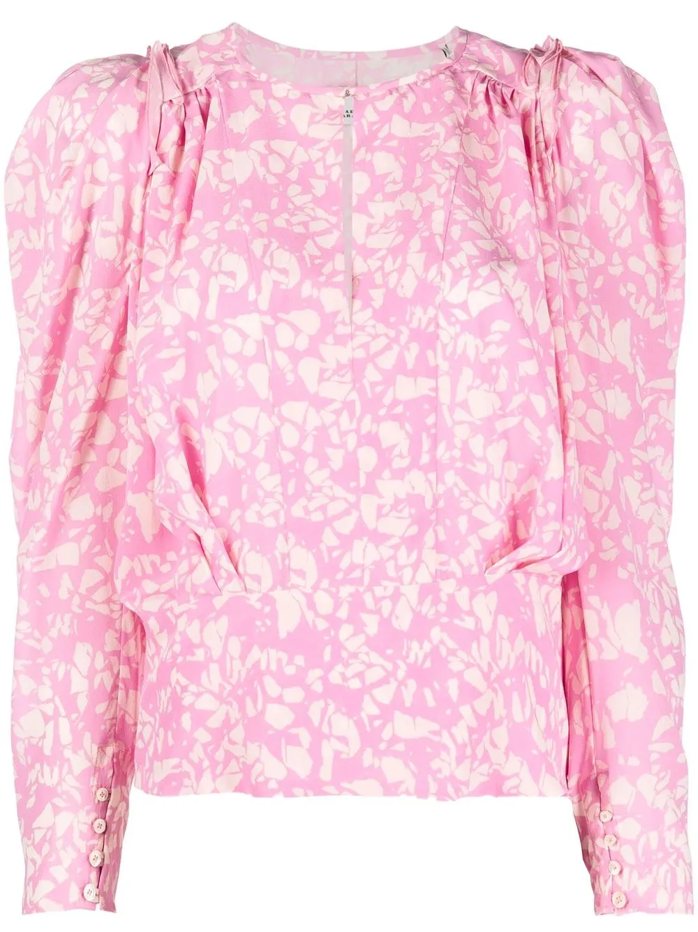 

Isabel Marant blusa con estampado abstracto y mangas farol - Rosado