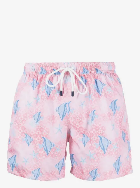 Fedeli shorts de playa con peces estampados