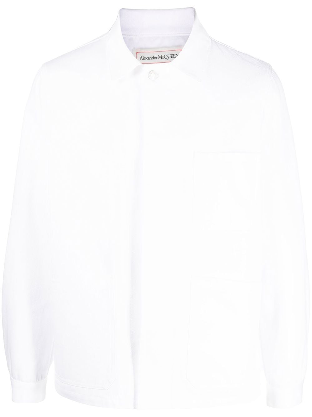 Alexander Mcqueen Embroidered-logo Denim Jacket In Weiss