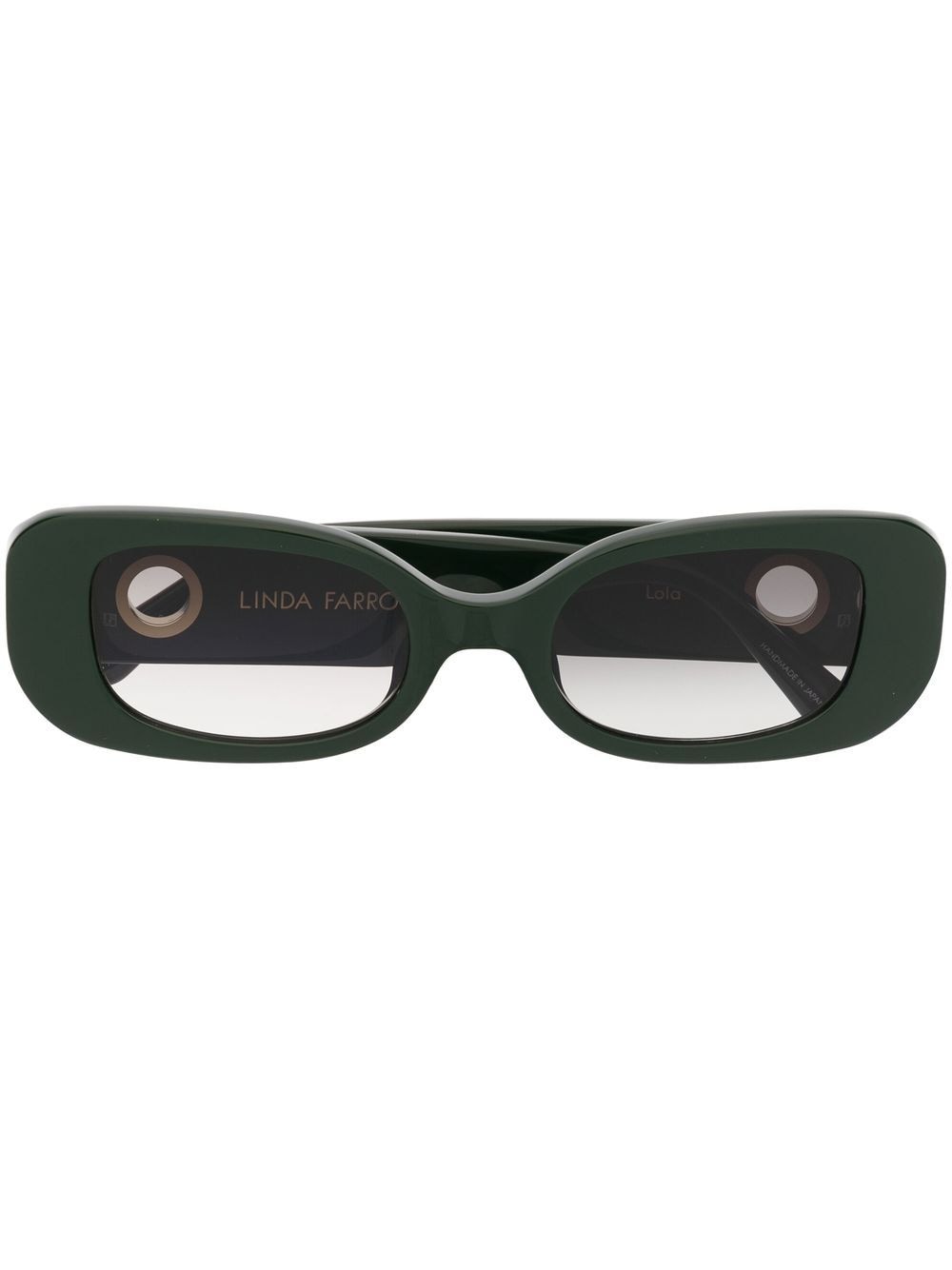 Linda Farrow Eyelet-embellished Oval-frame Sunglasses In Green