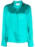 Genny stud-embellished satin shirt - Blue