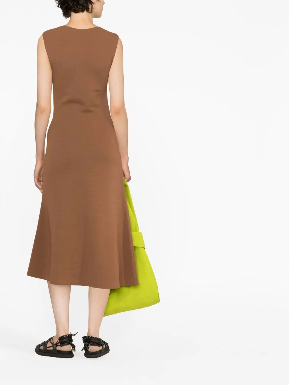 Stella Mccartney Square-neck Sleeveless Flared Dress In Brown