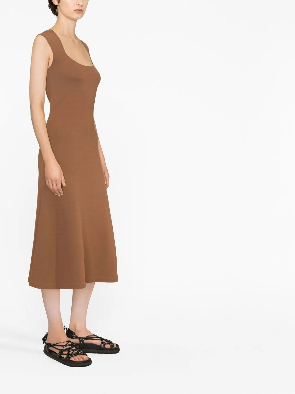 Stella Mccartney Square-neck Sleeveless Flared Dress In Brown