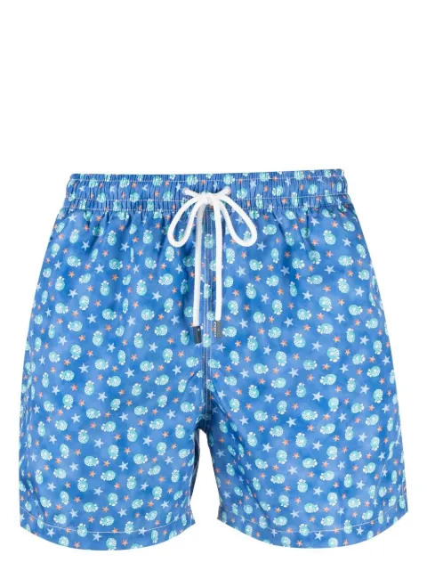 Fedeli pufferfish-print swim shorts