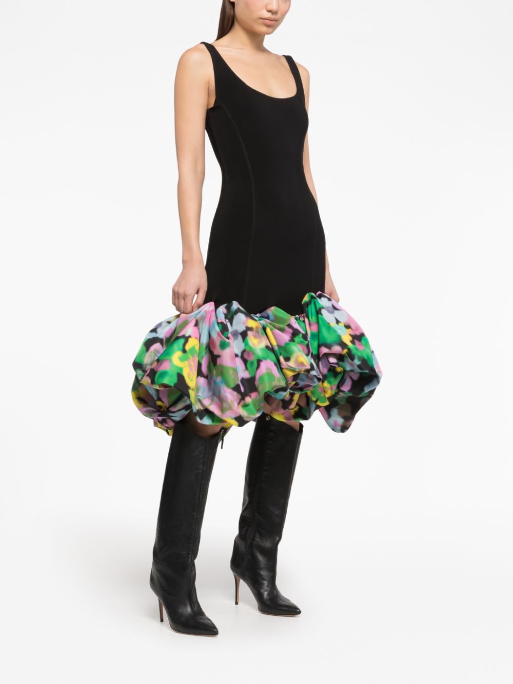 Shop Az Factory X Lutz Huelle Lily Floral-print Sleeveless Minidress In Black