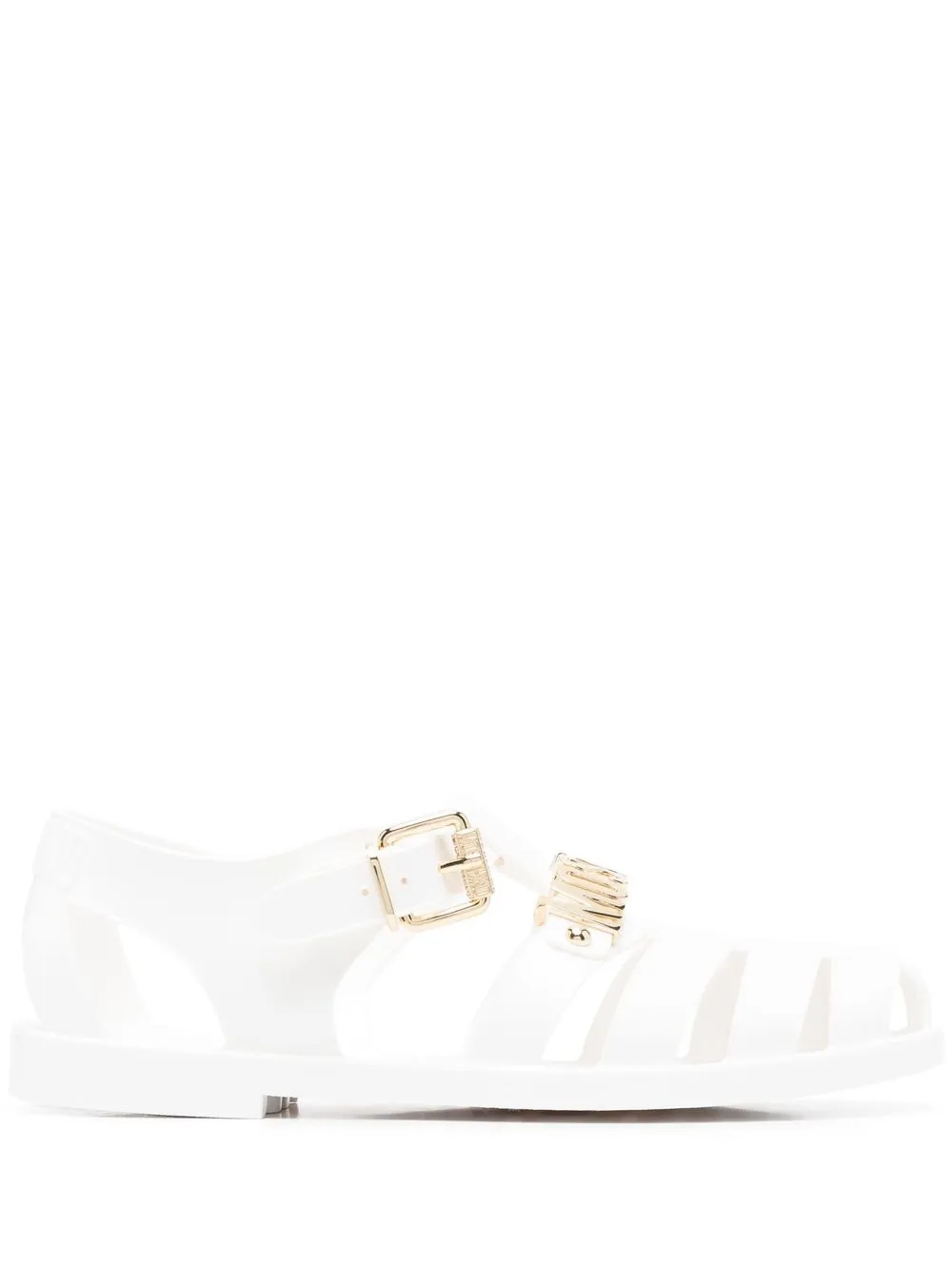 

Moschino sandalias con placa del logo - Blanco