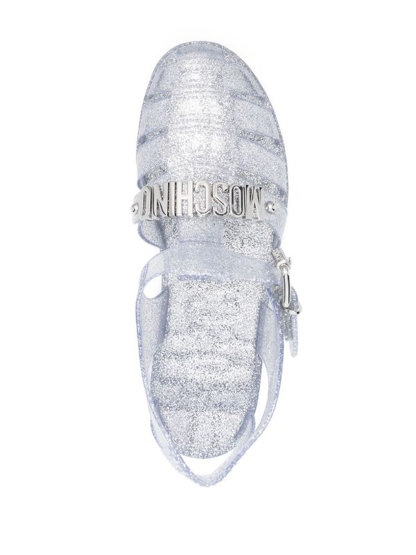 Moschino logo discount jelly sandals