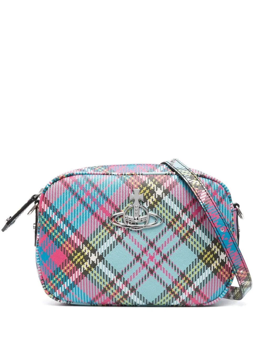 Vivienne Westwood Daisy Tartan-print Cross Body Bag In Blue