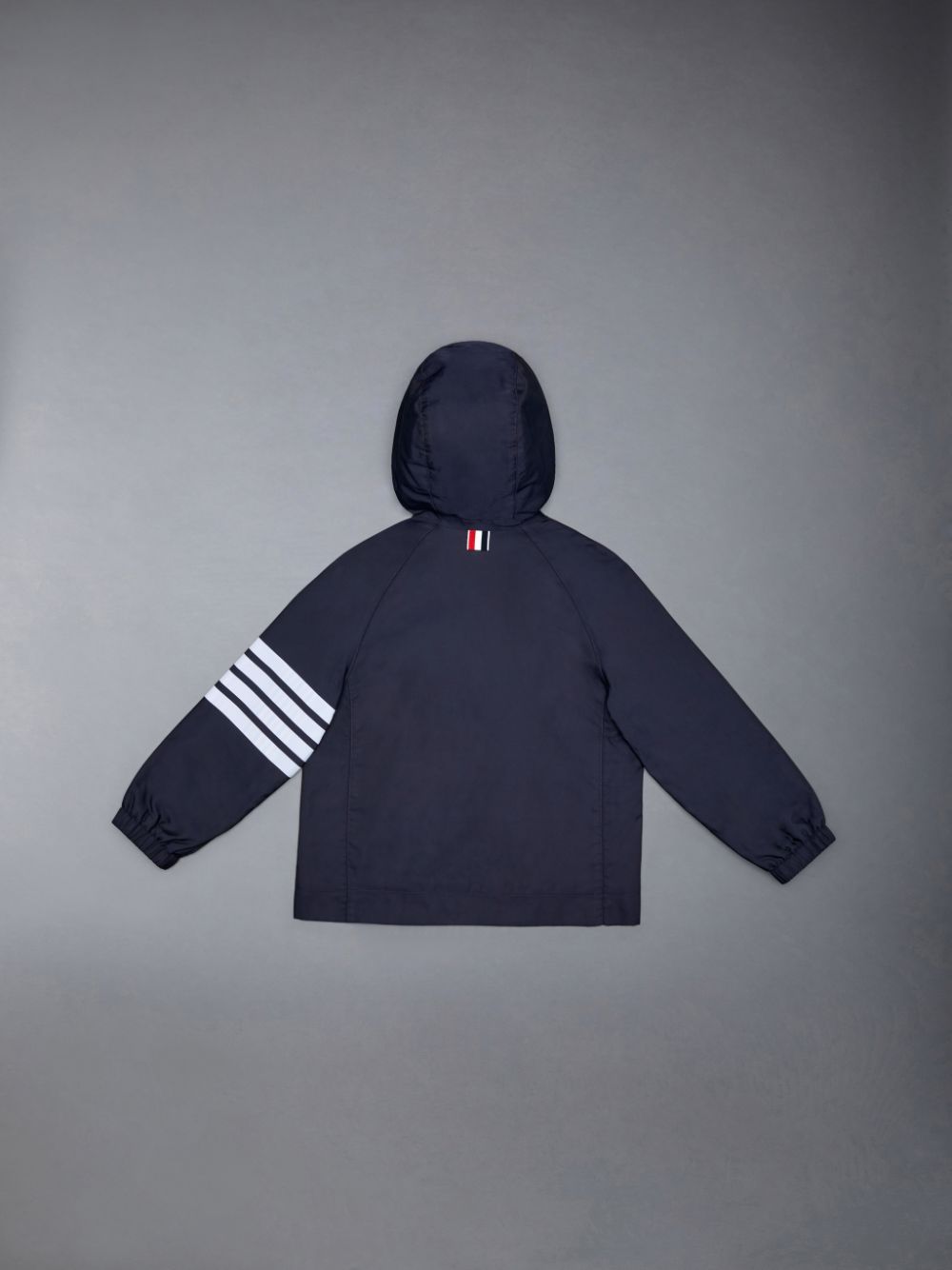 Thom Browne Solid Swim Tech 4-bar Hooded Zip Jacket In Blue