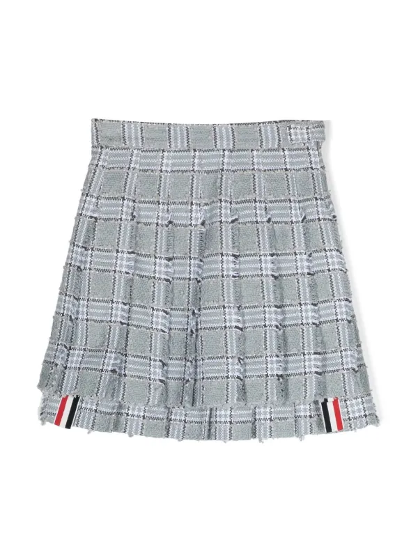 Thom Browne Kids プリーツ ツイードスカート | グレー | FARFETCH JP
