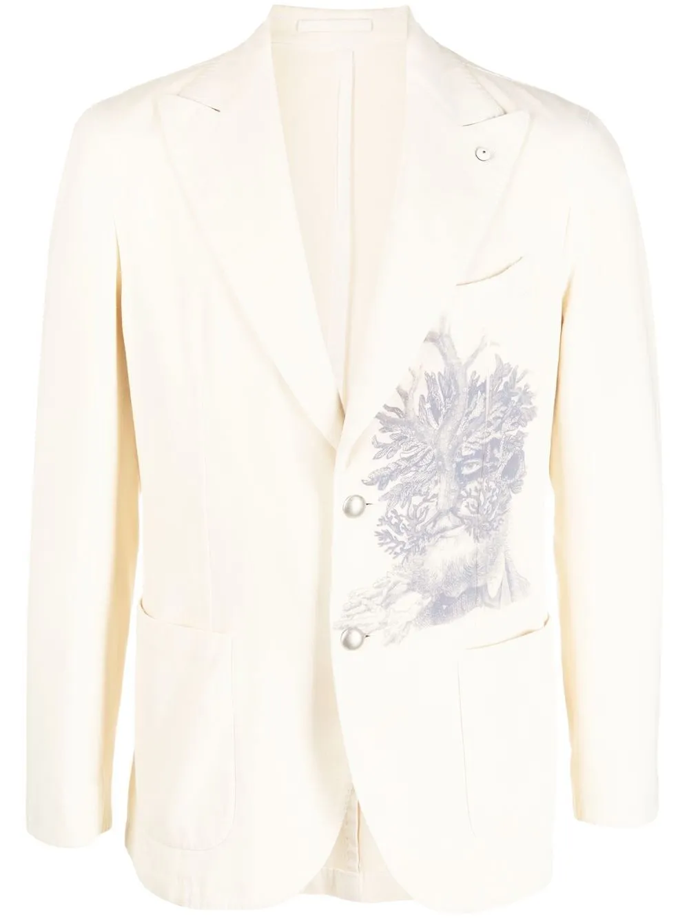 

LUIGI BIANCHI MANTOVA graphic-print single-breasted blazer - Neutrals