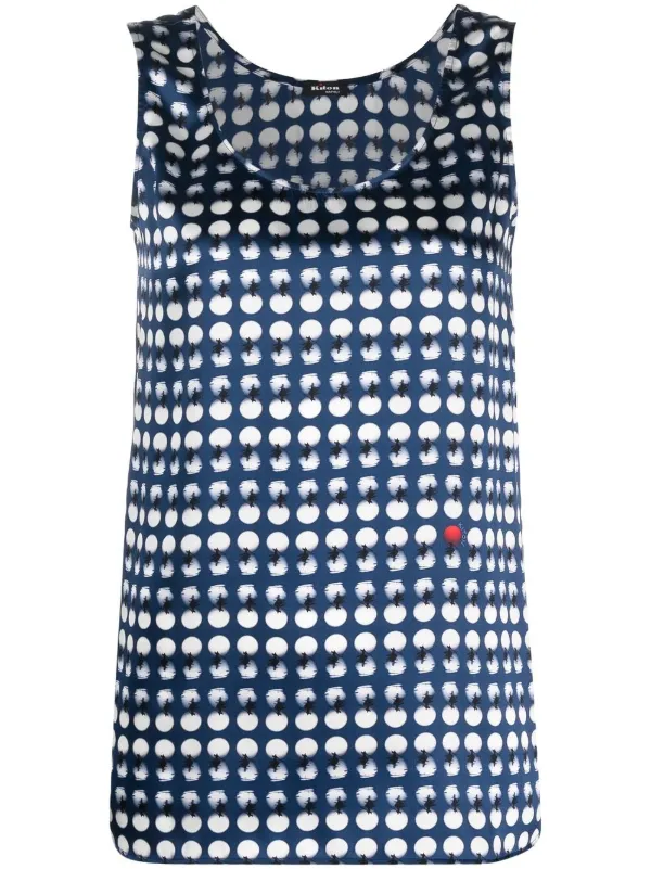 Kiton Polka-dot Silk Top in Blue