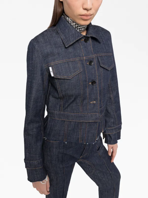 AZ FACTORY x Lutz Huelle Lulu raw-cut Cropped Denim Jacket - Farfetch