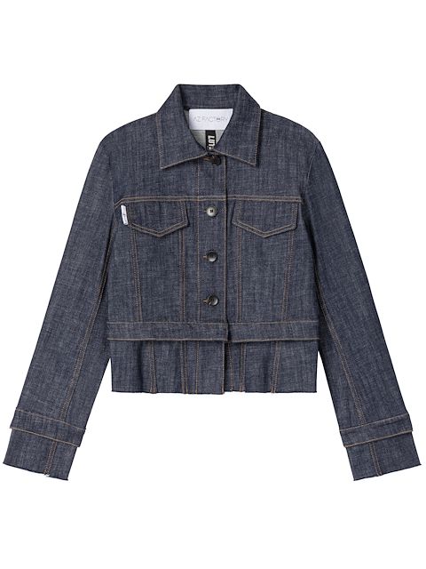 AZ FACTORY x Lutz Huelle Lulu raw-cut cropped denim jacket