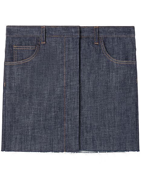 AZ FACTORY x Lutz Huelle Boule raw-cut edge denim skirt