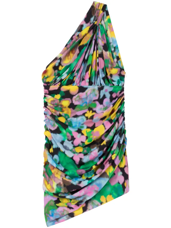 Az Factory X Lutz Huelle Ava Floral-print One-shoulder Minidress in Pink