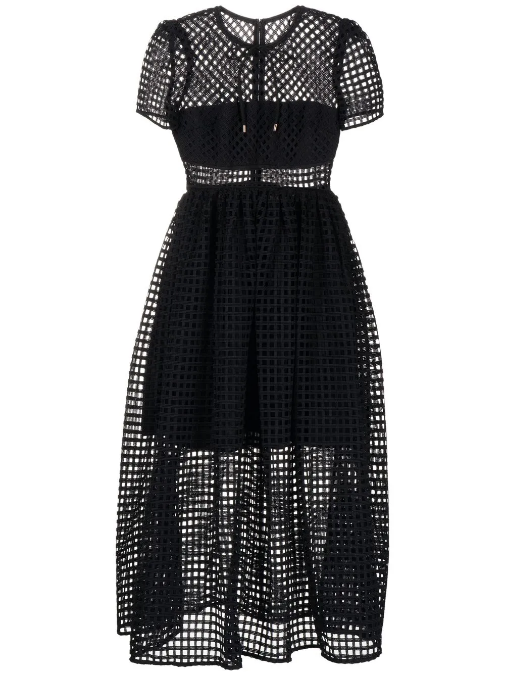 

Self-Portrait grid lace midi dress - Black