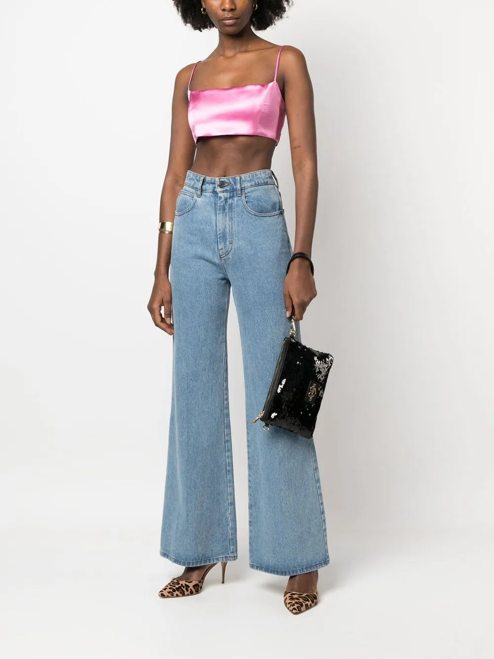 Love Moschino Clutch met pailletten - Zwart