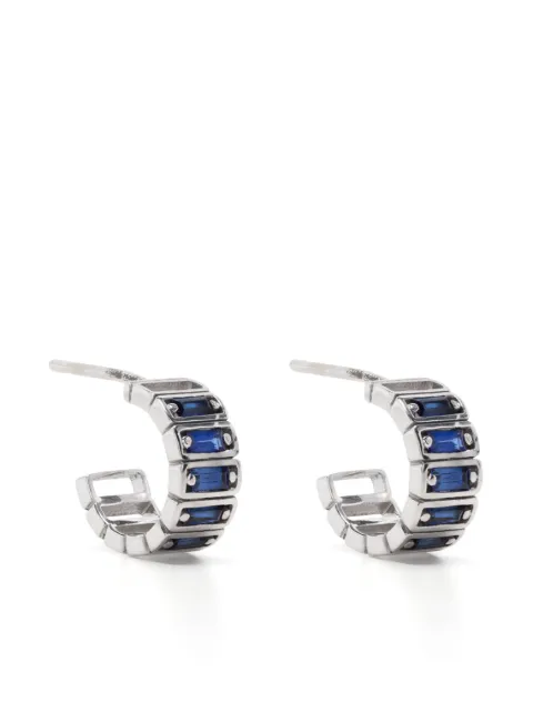 Suzanne Kalan 18K 화이트 골드 바게트 사파이어 후프 이어링