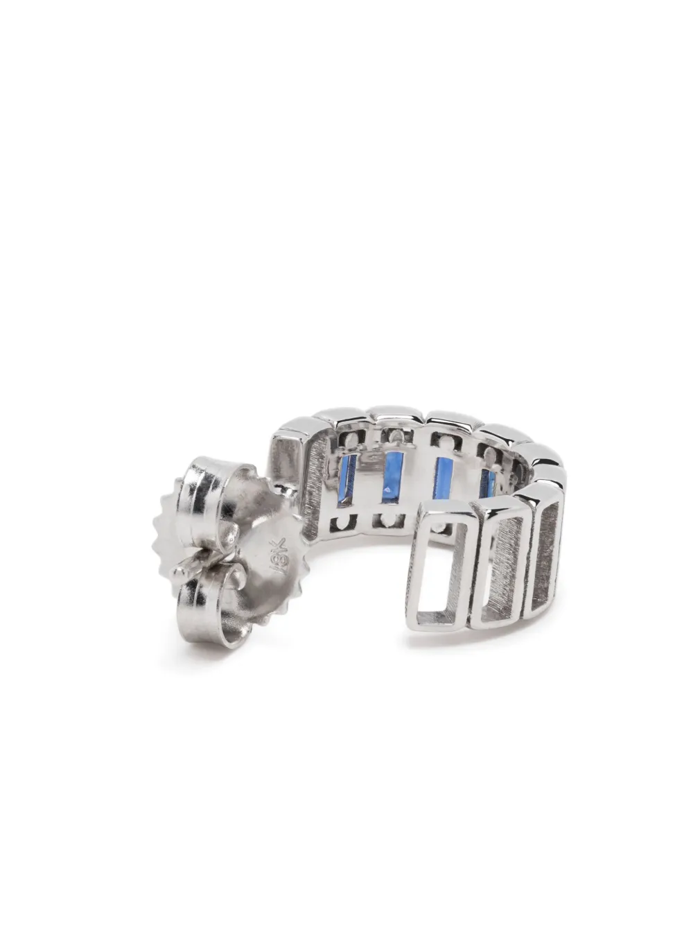 18kt White Gold Baguette Sapphire Hoops
