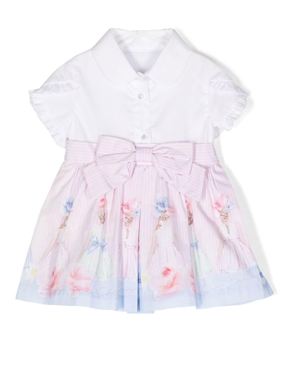 Lapin House Babies' Bow-detail Shirt Dress In Pink