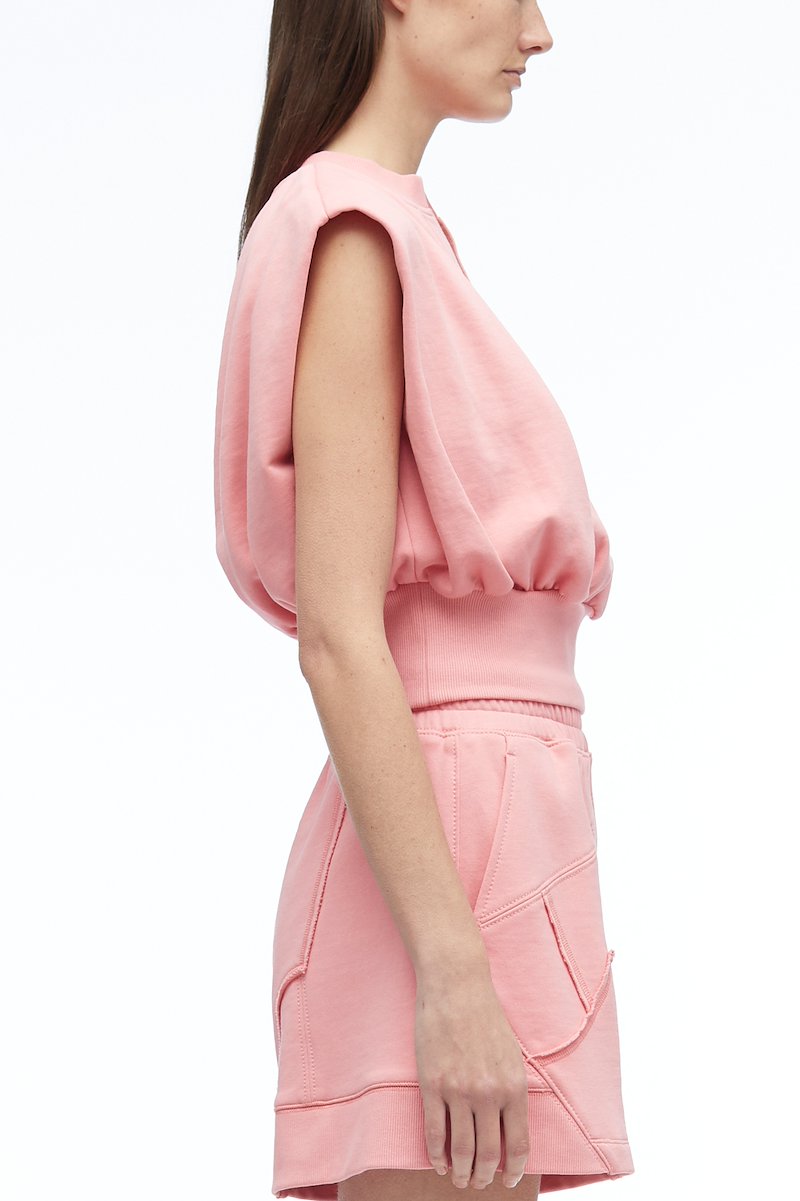 Sleeveless French Terry Top-pink #0 Sleeveless French Terry Top, null- 2