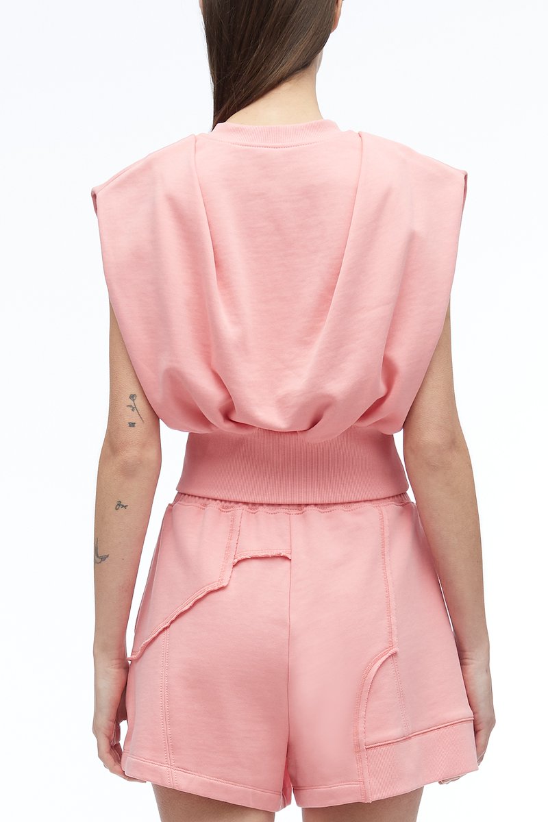 Sleeveless French Terry Top-pink #1 Sleeveless French Terry Top, null- 3
