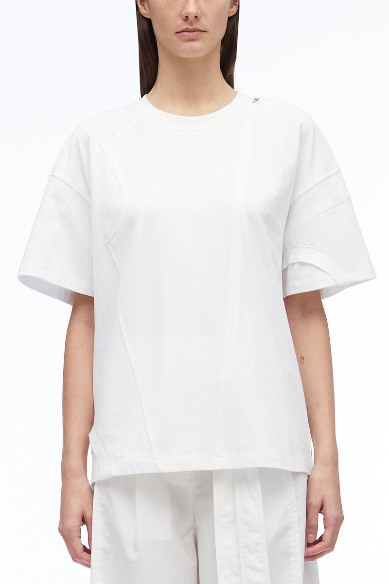 Deconstructed Jersey Crewneck T-Shirt-white #1 Deconstructed Jersey Crewneck T-Shirt, null- 1