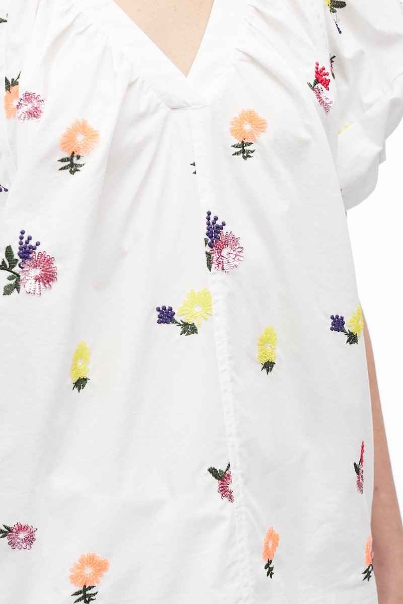Sequin Embellished Poplin V-Neck Top, null- 5