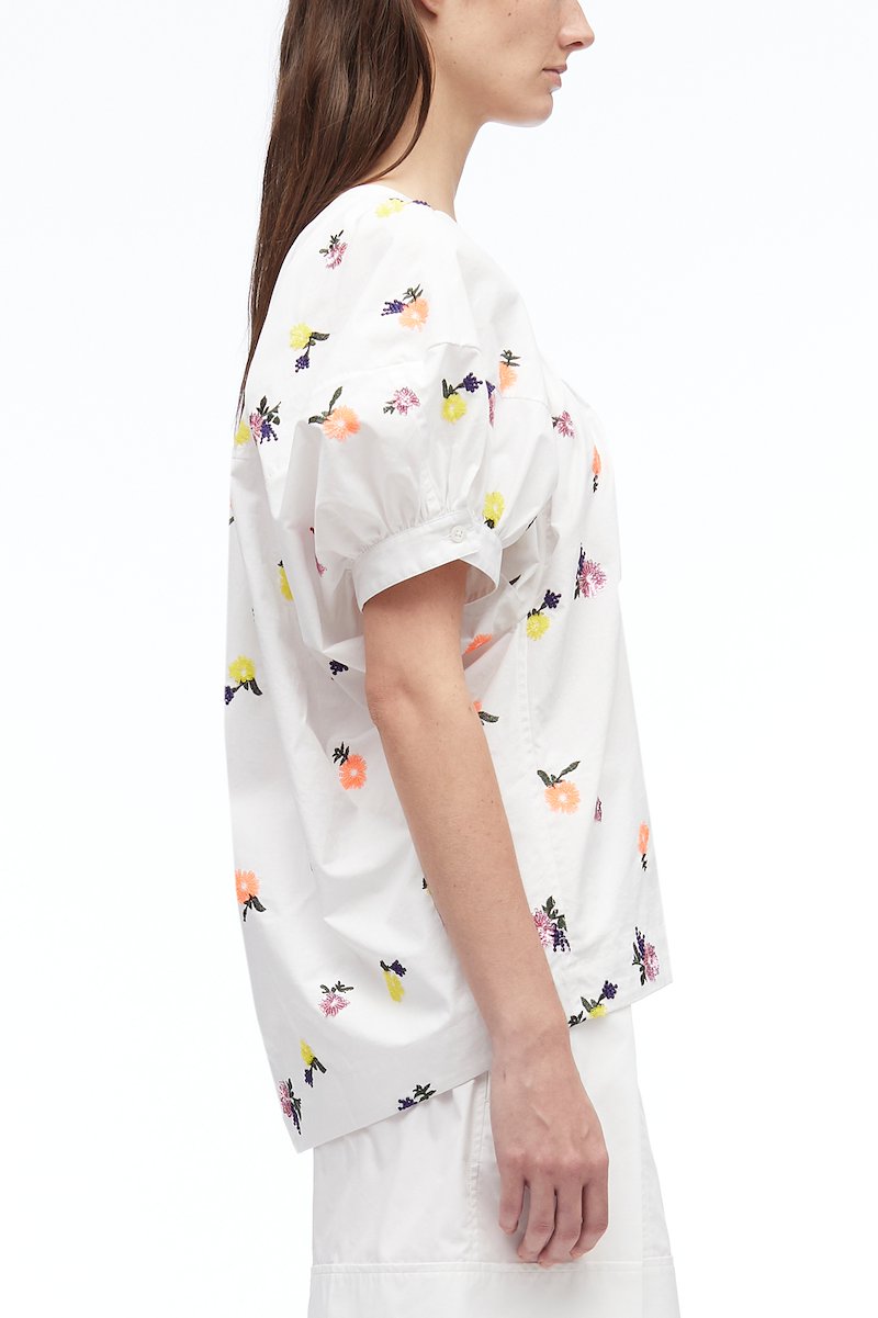 Sequin Embellished Poplin V-Neck Top-white #0 Sequin Embellished Poplin V-Neck Top, null- 2