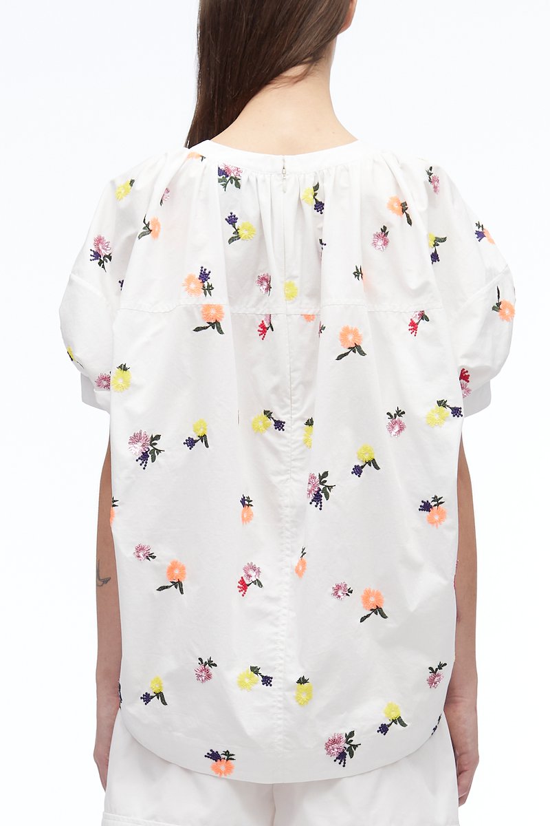Sequin Embellished Poplin V-Neck Top-white #1 Sequin Embellished Poplin V-Neck Top, null- 3