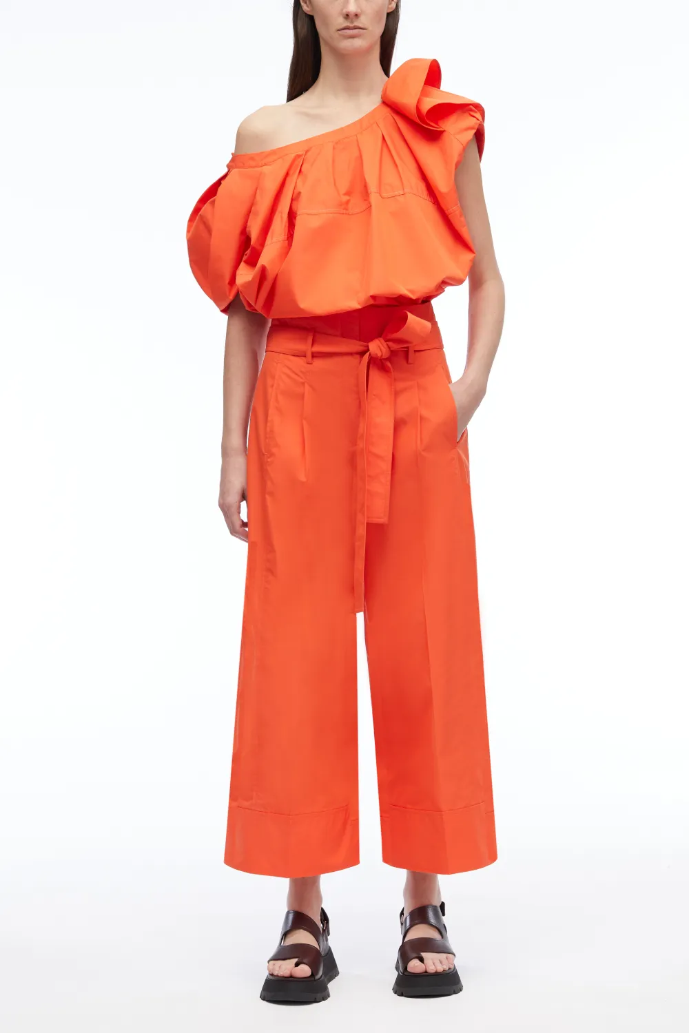 Voluminous Poplin Flower Top in orange | 3.1 Phillip Lim Official Site