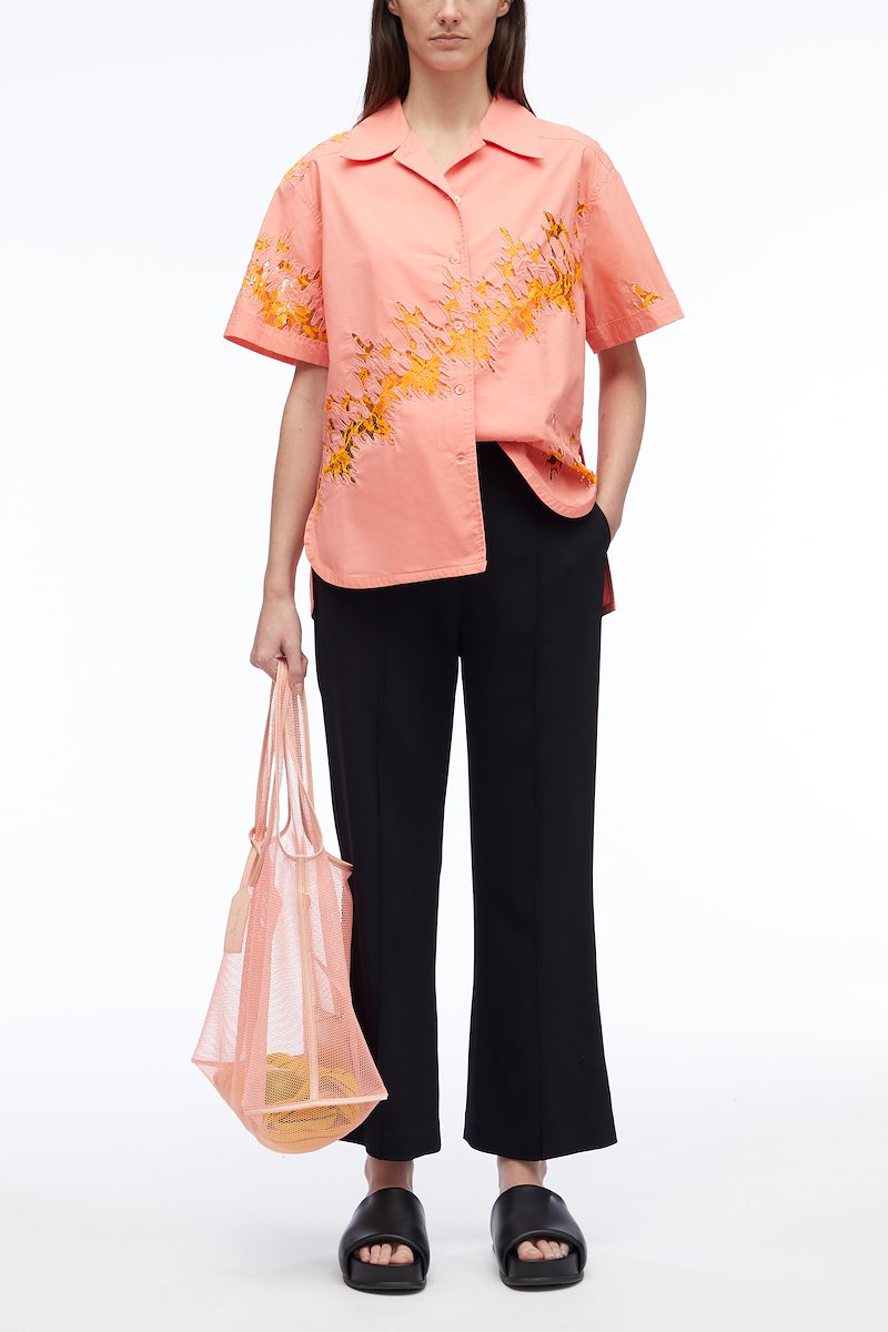 Squiggle Lace Camp Shirt-pink #0 Squiggle Lace Camp Shirt, null- 0