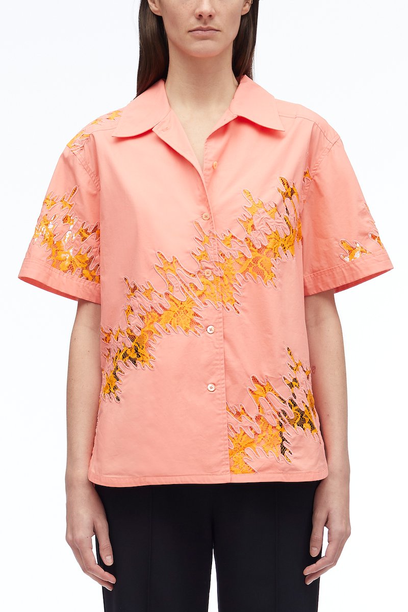 Squiggle Lace Camp Shirt-pink #1 Squiggle Lace Camp Shirt, null- 1