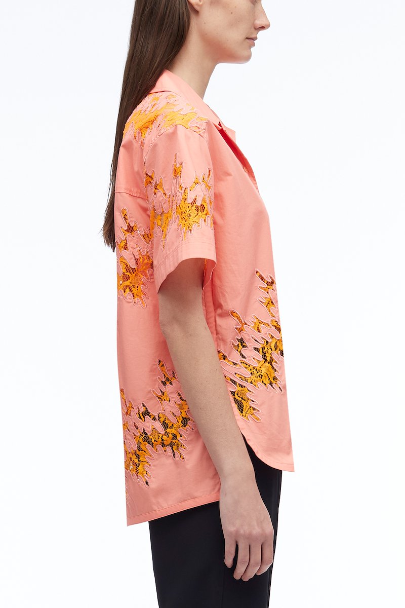 Squiggle Lace Camp Shirt-pink #0 Squiggle Lace Camp Shirt, null- 2