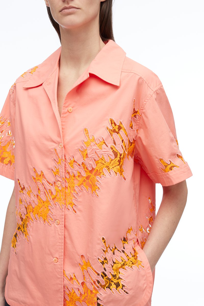 Squiggle Lace Camp Shirt-pink #0 Squiggle Lace Camp Shirt, null- 4