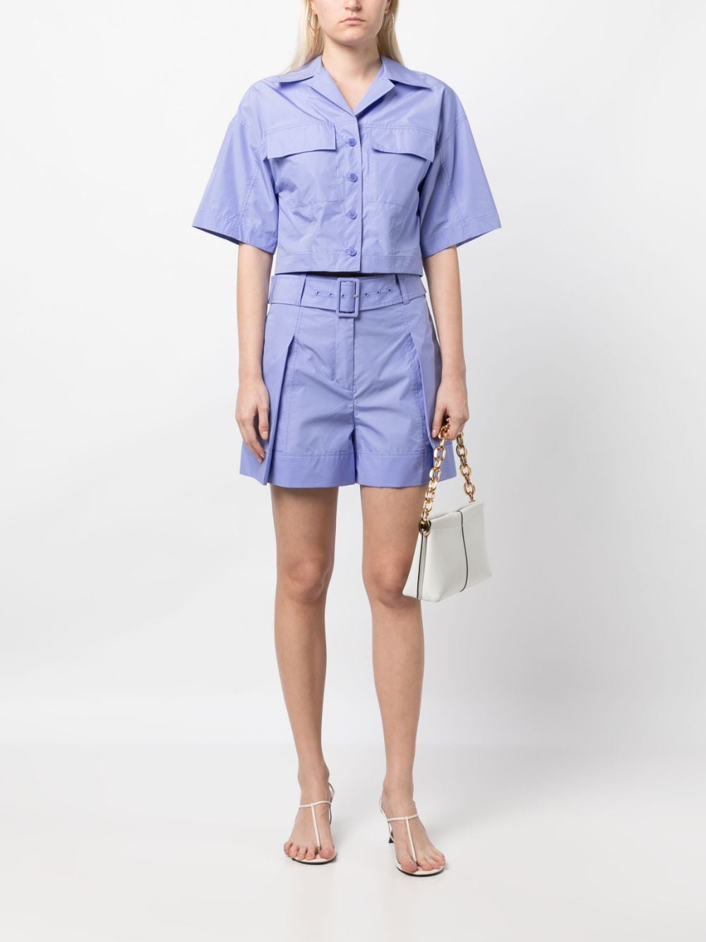 3.1 Phillip Lim pleat-detailing belted shorts - Paars
