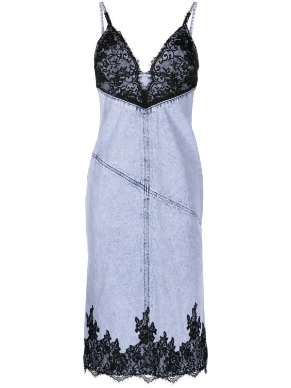 Lace denim hot sale dress