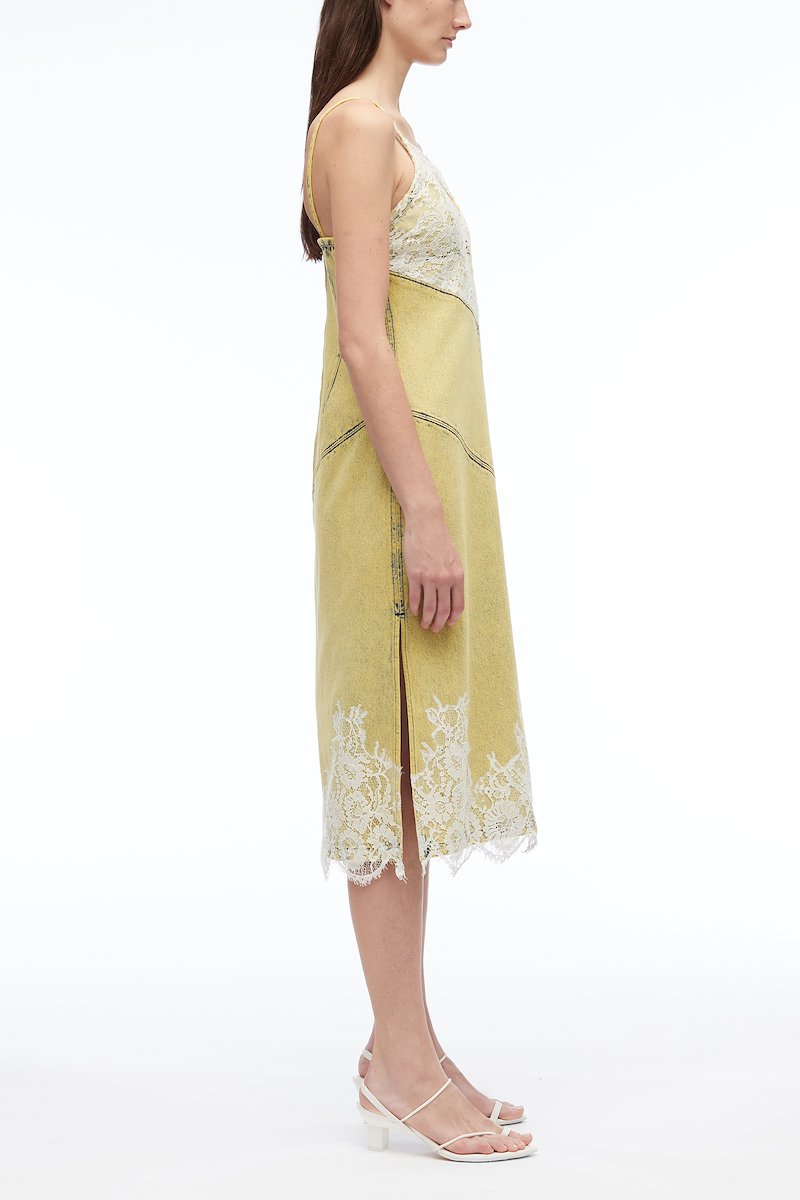 Overdyed Denim Slip Dress-yellow #1 Overdyed Denim Slip Dress, null- 1