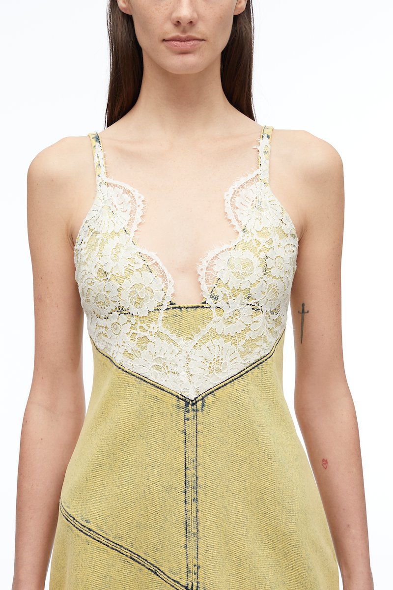 Overdyed Denim Slip Dress-yellow #1 Overdyed Denim Slip Dress, null- 3