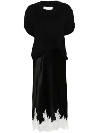 3.1 Phillip Lim Draped T-shirt Slip Combo Dress | Black