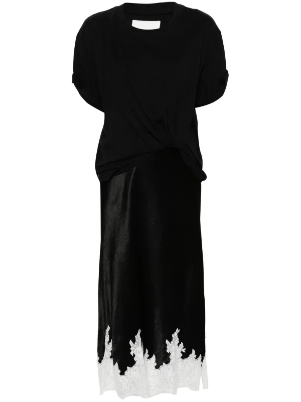 phillip lim t shirt dress 3.1 Phillip Lim Draped T-shirt Slip Combo Dress | Black
