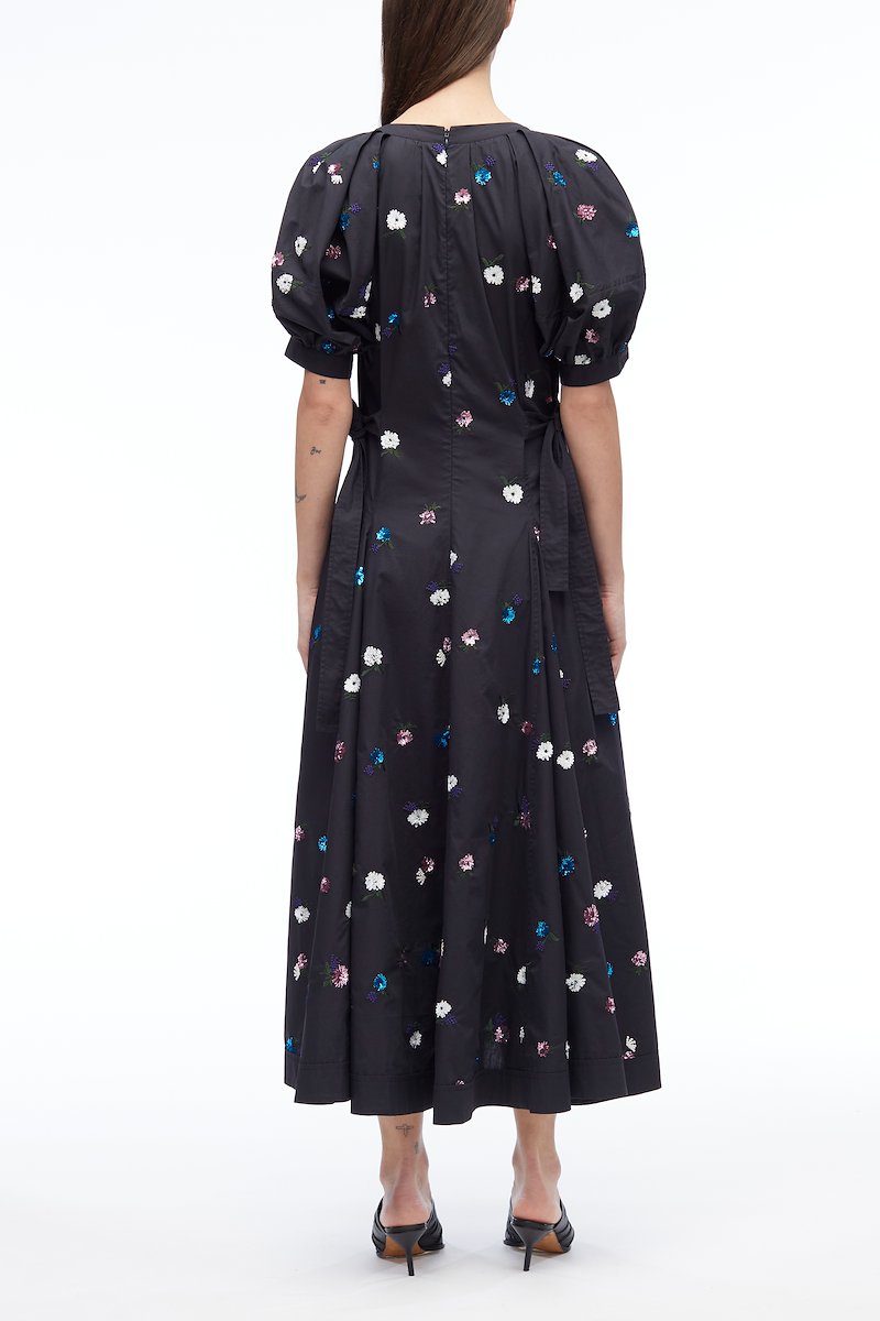 Sequin Embellished Puff Sleeve Midi Dress-blue #0 Sequin Embellished Puff Sleeve Midi Dress, null- 2